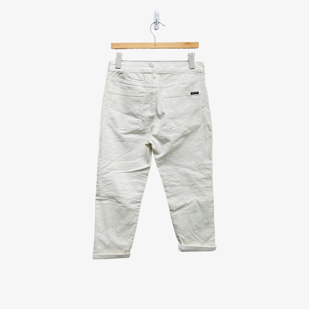 Scotch & Soda Johnny Boyfriend Cropped Denim Jeans White Distressed Size 27 NWT - Picture 2 of 9